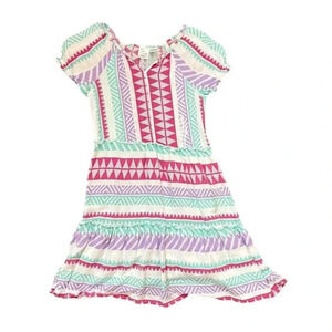Goa Kids Girls Size 10 Multicolor Ruffled Cover-Up Dress Geometric